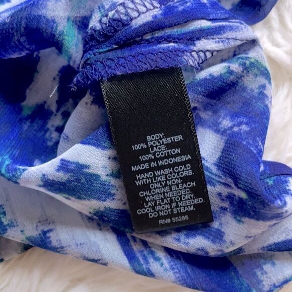 Express Blue Swirls Lace Shirt Top Blouse - Picture 5 of 5